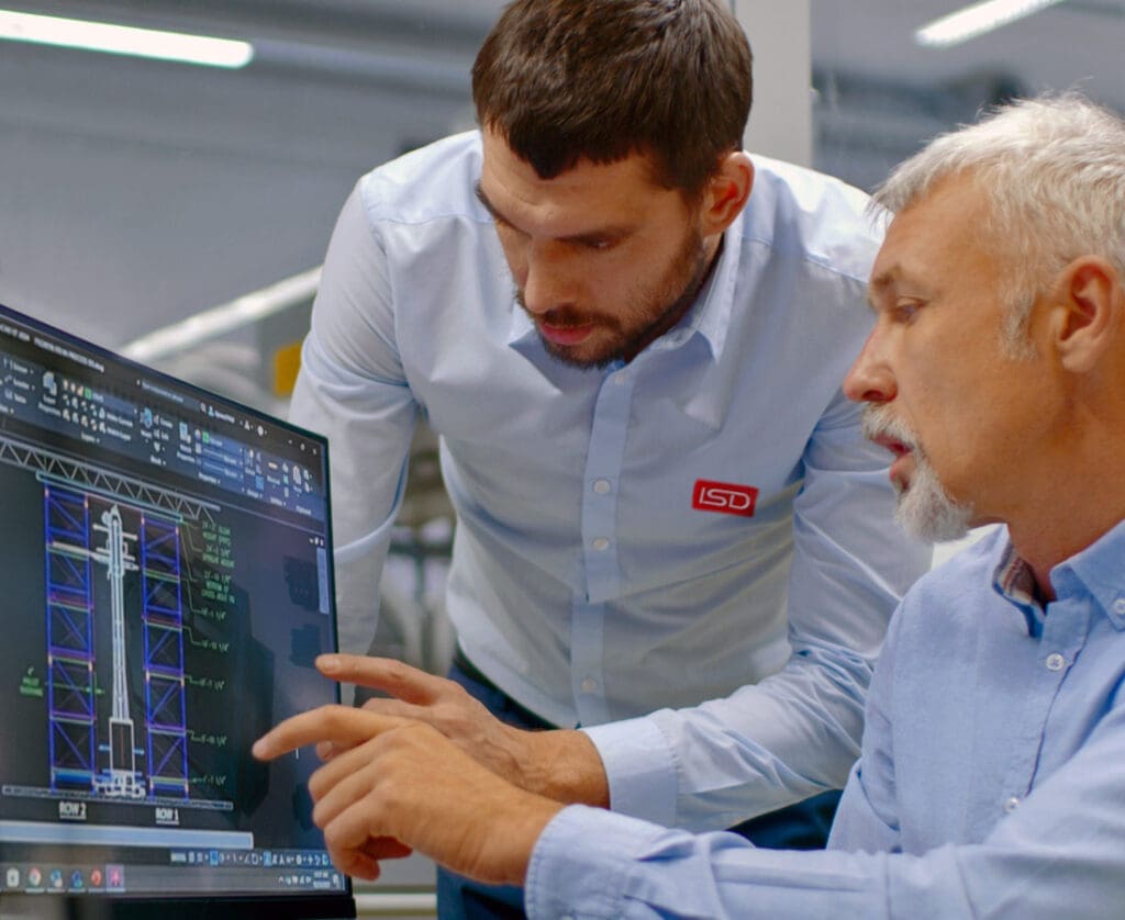 automation experts designing layout of advanced warehouse