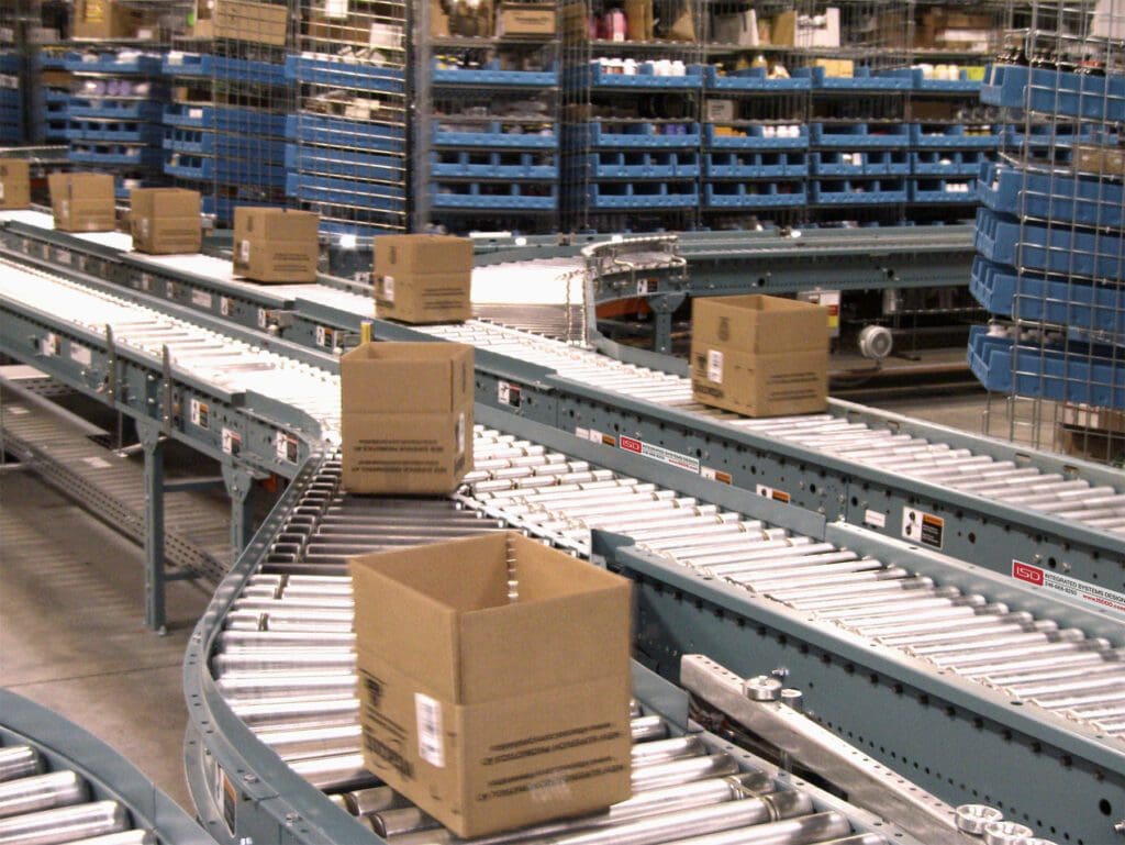 Vitacost Parcels on Conveyor in Motion