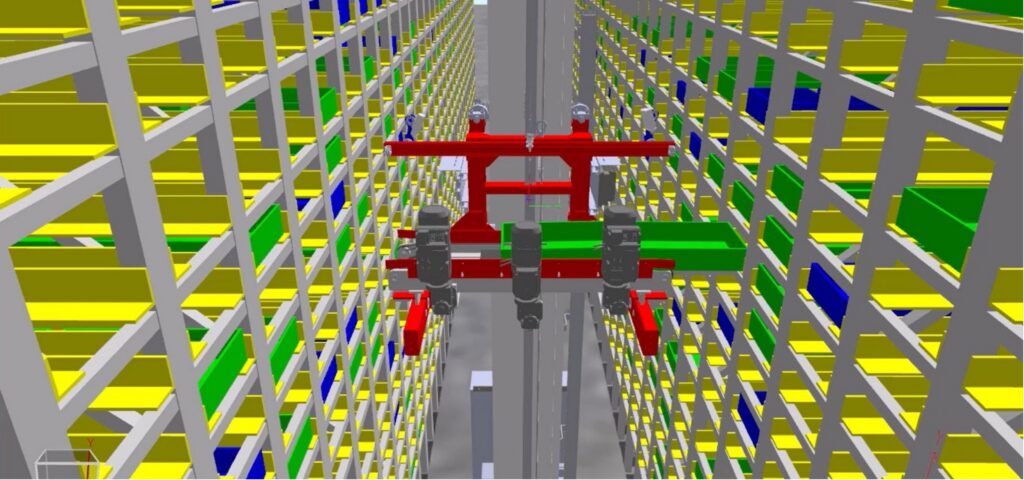 UltraStore Mini ASRS automated storage and retrieval system handling totes in high-density vertical warehouse racking