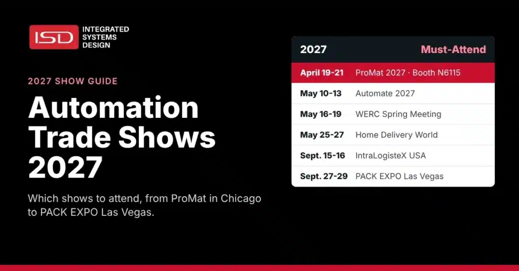 Alt Text Automation trade shows 2027 guide graphic listing six must-attend shows, with ProMat 2027 at ISD Booth N6115 highlighted